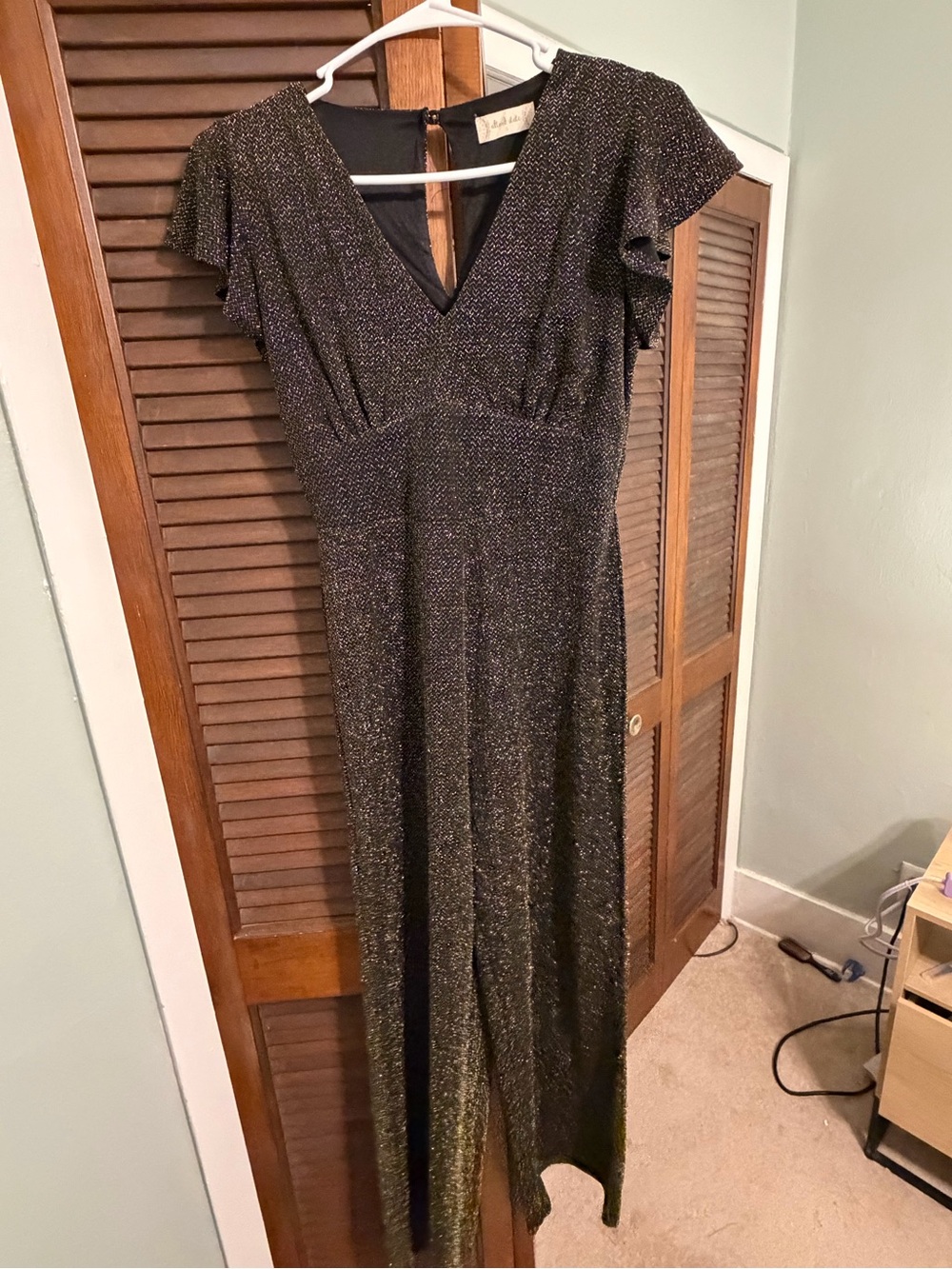 Altar'd State Black Sparkle V-Neck Maxi Dress